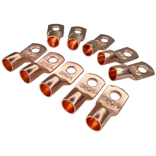 (10) 1/0 Gauge Copper Ring Terminals 3/8" BLUE Heat Shrink Tubing LUGS - color: Blue Heat Shrink