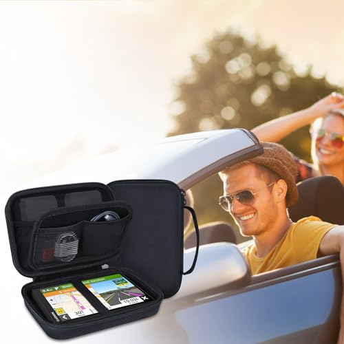 Lebakort Hard Case Compatible with 5-7 Inch Garmin RV 780/785 RV Cam 795 dezl OTR700/OTR710/OTR610/ DriveSmart 76/65/61/66/55/ Drive 51/52/53 Garmin GPS Navigator - size: for 5-7 inch GPS