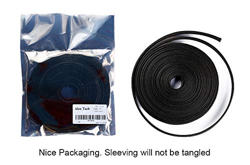 25ft - 1/8 inch PET Expandable Braided Sleeving – Black – Alex Tech Braided Cable Sleeve - color: Black, size: 1/8"-25ft