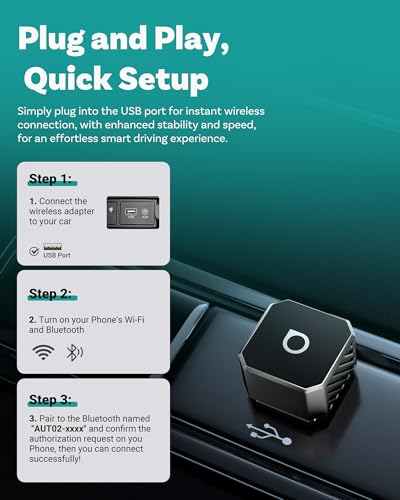 OTTOCAST Mini 2-in-1 Wireless CarPlay/Android Auto Adapter,Auto-Reconnect - color: Black (USB-A&C)