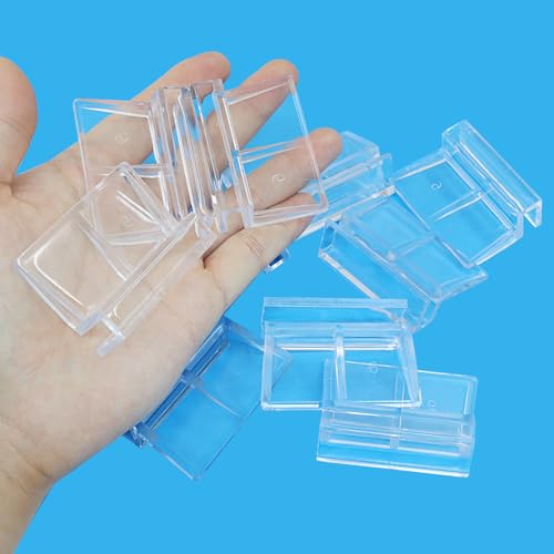 Hordion 20pcs Aquarium Lid Clip, 6mm Clear Acrylic Fish Tank Lid Holder Aquarium Glass Cover Clips for Rimless Aquarium Fish Tank - size: 6mm