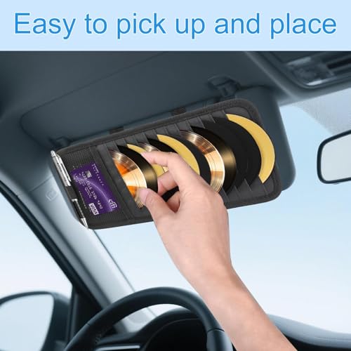 CD Visor Holder, Visor CD Holder 12 DVD Organizer, Elastic Strap