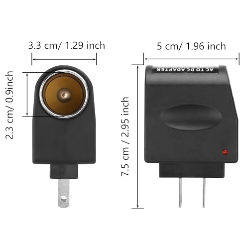 CERRXIAN AC to DC Converter 12V 6W Car Cigarette Lighter Socket, 110V AC to 12V DC Adapter, AC/DC Power Adapter - 1Pack