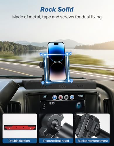 JOYTUTUS Metal Dash Platform Mount Phone Holder Compatible with 2014-2018 Silverado & Sierra, 2015-2019 Silverado HD & Sierra HD| Custom Fit Phone Mount Expansion Platform| One-Hand Adjustable Clip - style: 2014-2018 Silverado & Sierra