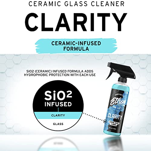 Ethos Clarity V2 – Ceramic Glass Cleaner & Windshield Water Repellent | Streak-Free Auto Glass Cleaner for Car Windows, Mirrors & Tinted Glass | Hydrophobic Protection - size: 16 Fl Oz (Pack of 2)
