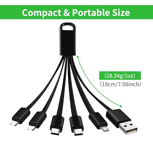 Multi Charging Cable Short with 2x Lighting 2x USB-C 1x Micro USB, 2Pack - color: Black