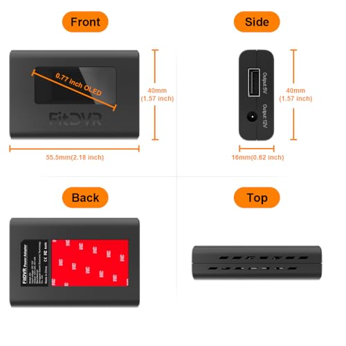 Dash Camera Power Adapter (3-Pin) for for Volvo, Polestar and More, LED Display USB Power Source, Connects to Rearview Mirror, Easy to Install, 5V 12V Output, D3-015