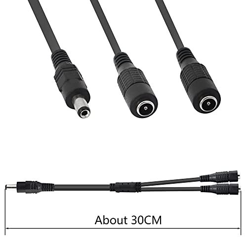GINTOOYUN DC Y Splitter Cable 1 Male to 2 Female,5.5mm x 2.1mm DC Power Extension Adapter Cable,for CCTV Surveillance Cameras,Surveillance Routers,DVR,and More(2PCS