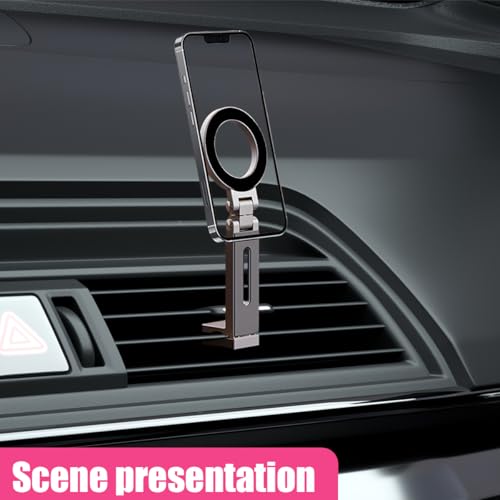 YoRise Magnetic Car Phone Holder, 360 Degree Rotating Dashboard Phone Mount, 180 Degree Foldable AC Vent Cellphone Holder, Portable Magnetic Holders for Most Phones (Gray) - color: Gray