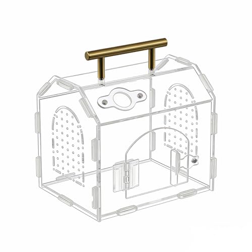 5.9" × 4.7" × 5.5" Acrylic Enclosure for Jumping Spiders & Tarantulas – Transparent Terrarium with Handle & Magnetic Door, Easy to Assemble and Feed - size: Handle House Acrylic Terrarium