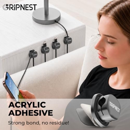 Cable Clips 12 Pack Rotatable Cord Organizer with Adhesive