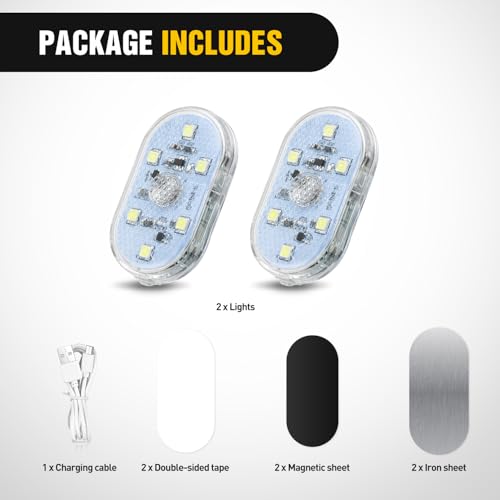 Nilight 2 PCS White Color Wireless Magnetic LED Interior Lights - color: White wireless-2 PCS