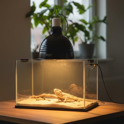 8.5 Inch Reptile Light Fixture,High Reflective Aluminum Shade, Ceramic E26 Socket with Independent Switch, Supports Up to 150W UVB/UVA/Basking Bulbs for Bearded Dragons, Turtles, Lizards & Terrariums - size: 8.5Inch