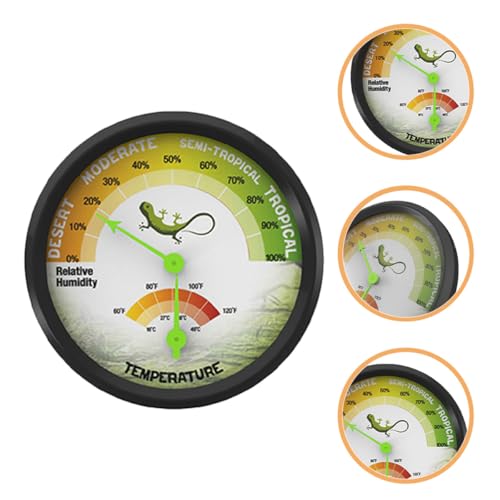 Reptile Terrarium Thermometer and Hygrometer Analog Mini Mechanical Temperature and Humidity Gauge Battery-Free for Pet Enclosures and Reptile Tanks
