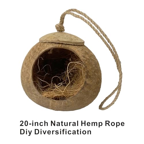 Bird Nest for Cage Natural Coconut Shell Birds House 2 Pack Parakeet Hide Breeding Hut Bird Cage Accessories & Decor Hamster Toys for Parrot Lovebirds Budgies Cockatiel Conure Finch Canary