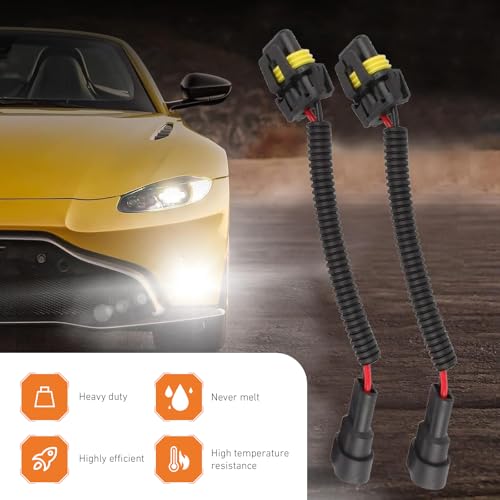2 PCS Car Bulb Socket Conversion Wiring Harness, 9005 9006 Extension Wiring Harness Sockets Wires, Car Male-to-Female Conversion Connector, Universal for High/Low Beam, Fog Lights - color: 9005/9006