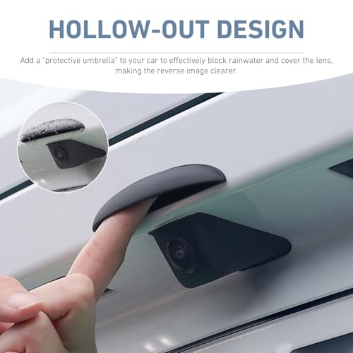 Car Rear View Camera Cover, Anti-rain Car RearView Camera Protective Cover, ABS Auto Backup Camera Rain Shield, Waterproof Snow Proof Reversing Cam Modified Accessory, for Most Cars (Black) - color: Black