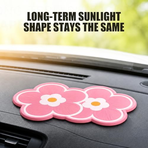 Double Flower Anti Slip Mat for Car Dashboard,10.15'' X 5.76'' PVC Washable Reusable Dashboard Mat,Multifunctional Car Anti-Slip Mats as Vehicles Dashboards Accessories