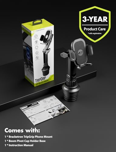 Bracketron TripGrip Cup Holder Phone Mount for Trucks, 360° Expandable Base