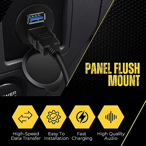 TNP Dual USB 3.0 Flush Panel Mount Extension Cable for Car Dash, 3 FT - size: 2 Ports USB3.0 (3 Feet)