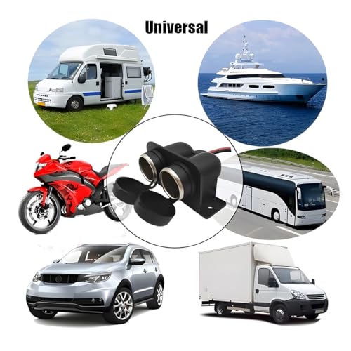 Car Cigarette Lighter Socket with Blade Fuse, 12V Waterproof Vehicle Cigarette Lighter Splitter, Automotive Charger Power Outlet Plug Adapter, Universal for Truck ATV RV