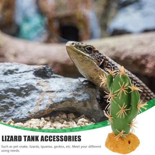 Artificial Reptile Terrarium Plants with Cactus Design, Simulation Habitat Decor for Lizard and Amphibian Tanks, Fake Plastic Plant for Reptile Habitat Accessories