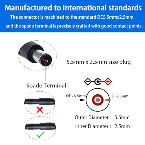 DC Power Extension Cable, 5.5mm x 2.5mm, 6.6FT, 3-Pack - color: Black 3pcs, size: 6.6ft