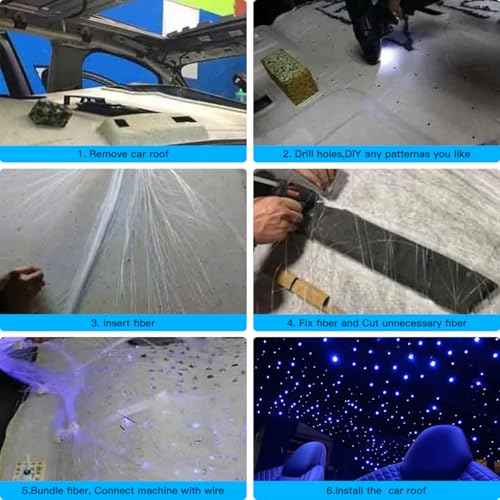 Small Size 16W RGBW APP Fiber Optic Lights, Music Activated 150pcs*0.03in(6.5ft/2m) Optical Fiber Star Ceiling Light Kit for Car Headliner Star/Home - size: 150pcs*0.03in(6.5ft/2m)16W