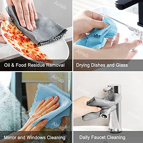 Airlab Glass Polishing Streak Free Miracle Cleaning Cloth, Grey & Blue - color: Grey & Blue