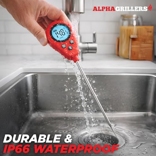 Alpha Grillers Instant Read Meat Thermometer, Digital Food Thermometer for Cooking, Bread Thermometer for Sourdough Baking, Fast Probe Kitchen Thermometer