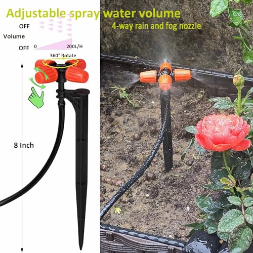 160Ft Drip Irrigation System for with Water Timer Main Water Hose ID 1/2inch 32Ft, 1/4in 131Ft, Sufficient Water Pressure, Irrigation Dripper Waterflow Evenly, Easy DIY Automatic Watering System - size: 32Ft+131Ft