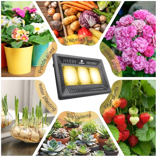 CANAGROW Waterproof Plant Light, Outdoor Grow Light, Sunlike Full Spectrum COB LED Grow Lamp, Refugium Light for Saltwater Aquarium, No Noise, Heating Lamps for Plants Seeding Veg Blooming Fruiting - size: 3 White - 300W