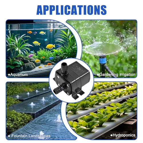 CONQUERALL 2PCS DC 24V Brushless Pump 5W 63GPH 9.8ft Solar Fountain Pump for Hydroponic and Nutrient Solution Circulation - color: 24v 5w 240l/H 3m Head Dual Wire, size: 2PCS