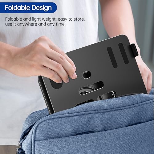 BESIGN Laptop Stand with 360° Rotating Base, Ergonomic Adjustable Notebook Riser, Foldable Computer Holder Compatible with 10-14" Laptops, LS11 Black - color: F-Dark Black-360°
