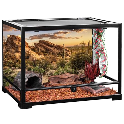 AWERT Reptile Habitat Background Blue Sky Oasis Cactus Sun and Desert Terrarium Background 30x18 inches Durable Polyester Background - size: 30x18 inches