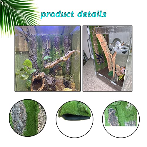 kathson Reptile Terrarium Cork Background,Bearded Dragon Tank Backdrop Wall Decor with Artificial Moss Reptiles Climbing Mat Habitat Cork Bark Decoration for Lizard Snake Gecko Chameleon(4 Pcs)