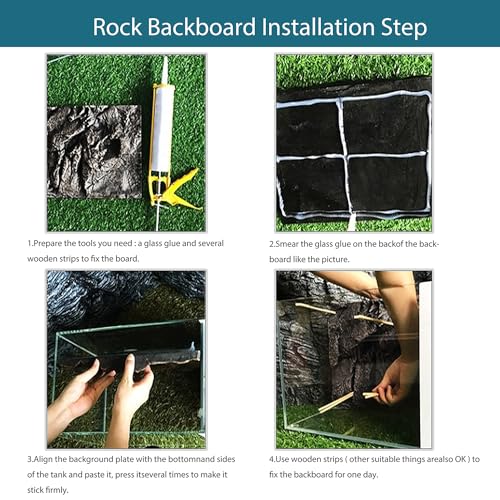 4pcs Rock Terrarium Background,3D Reptile Tank Background Board,Amphibian Stereo Backdrop Wall,Lizard Snake Gecko Spider Chameleon Turtle Fish pet silo Background Decorative Panel - color: Blue-11.8"*8.8"(4pcs)