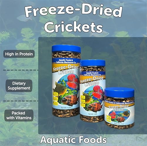 Crickets, Freeze Dried Crickets for Large Tropical Fish, Monster Fish, Reptiles, Turtles, Tortoises, Frogs, Hamsters, Birds, Rodents 3oz Canister - size: 3 Ounce (Pack of 1)