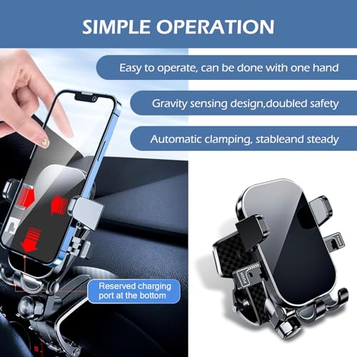 Dashboard Phone Holder, Multi-Angle Adjustment Noise-Free Anti-Shake Navigation Bracket, Portable Spring Clip Bracket with Anti-Scratch Silicone Protection, for Most Cars (Black)