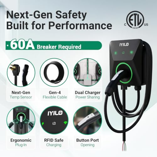 Level 2 EV Charger for Tesla, 48Amp/11.5KW, UL 2594/ETL/Energy Star - color: NACS-Black