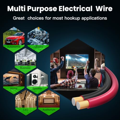 16 Gauge Wire 100FT 12V/24V DC Low Voltage Electrical Wire - size: 100FT, style: 16GAUGE