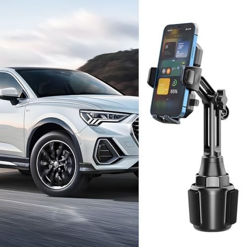 Car Cup Phone Holder, 360° Rotation with Long & Adjustable Neck