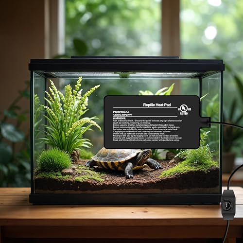 Simple Deluxe 4X7 Inch 4W Reptile Heating Pad with Temperature Adjustable Knob Under Tank Terrarium Heating Mat for Turtles, Lizards, Frogs, and Other Reptiles, 2 Pack - size: 4" x 7", style: 2 Pack Heat Pad with Adjust Knob