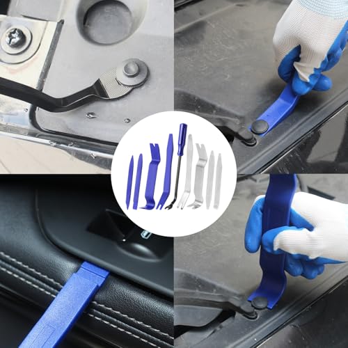 Auto Trim Removal Tool Kit, 17 Pcs Auto Car Trim Tool Set Plastic Pry Tool Kit for Car, Clip, Audio, Dashboards, Door Panel Window Molding Fastener Remover Tool Kit - color: Blue