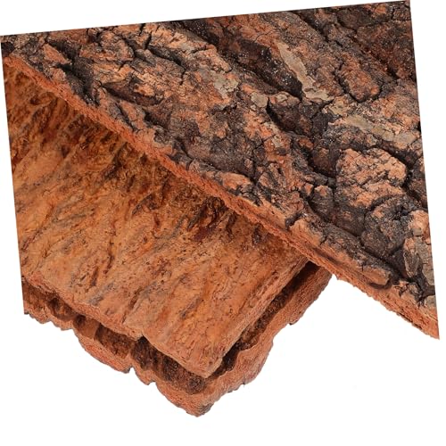 VILLCASE Reptile Branches Cork Terrarium Background, Natural Cork Bark Backdrop Tank Background Reptile Climbing Wall Terrarium Decor Accessories for Turtle Beared Dragon Snake,3 PCS Tree Bark