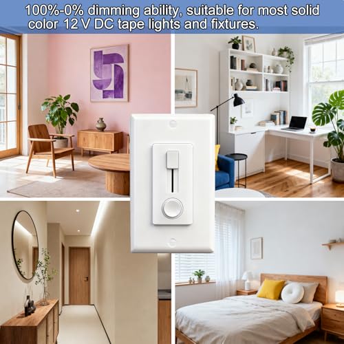 Dimmer Switch and LED Driver Single Integrated Unit, 120V AC to 12V DC, 60Watt, Driver and dimmer Switch 2 in 1, for Most Single Color 12V LED Strip Light, 1 Pack - style: DC 12V 60W