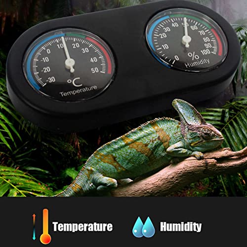 Reptile Thermometer and Humidity Gauge, Reptile Tank Thermometer Mini Analog Temperature Humidity Meter Round Shape Thermometer Hygrometer for Reptile Tank