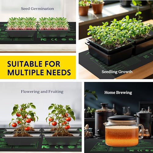 iPower 48"x20.75" Seedling Heat Mat with Built-in Temperature Controller, MET Certified Waterproof Plant Heating Pad, for Germination, Breeding, Brewing - size: 48" x 20.75", style: with Dual LED Thermostat