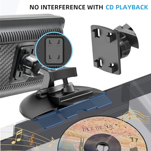 CD Slot Phone Mount for Car, 17mm Ball Adapter with Locking System, Compatible with Portable CarPlay Screen, Baby Monitor & Cell Phone Holder