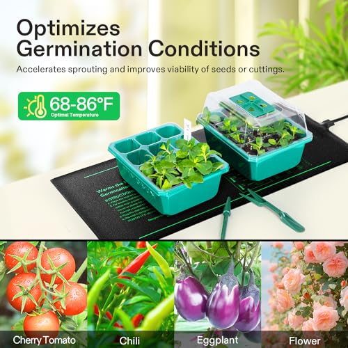 VIVOSUN Digital Heat Mat Thermostat Controller and Durable Waterproof Seedling Heat Mat 10" x 20.75" UL & MET-Certified Warm Hydroponic Heating Pad for Germination, Indoor Gardening